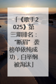 《歌手2025》第三期排名：“断眉”袭榜单依纯成功，白举纲被淘汰