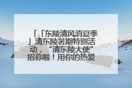 「东陵清风消夏季」清东陵暑期特别活动，“清东陵大使”招募啦！用你的热爱守护世界遗产！