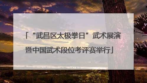“武昌区太极拳日”武术展演暨中国武术段位考评赛举行