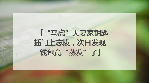 “马虎”夫妻家钥匙插门上忘拔，次日发现钱包竟“蒸发”了
