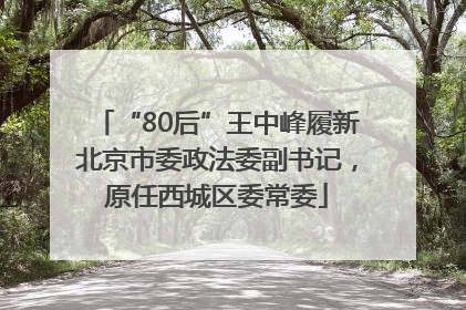 “80后”王中峰履新北京市委政法委副书记，原任西城区委常委