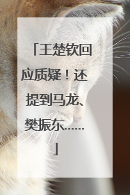 王楚钦回应质疑！还提到马龙、樊振东……