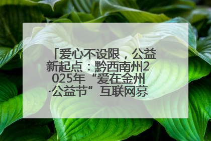 爱心不设限，公益新起点：黔西南州2025年“爱在金州·公益节”互联网募捐活动正式启动