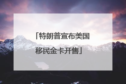 特朗普宣布美国移民金卡开售