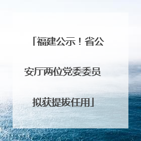 福建公示！省公安厅两位党委委员拟获提拔任用