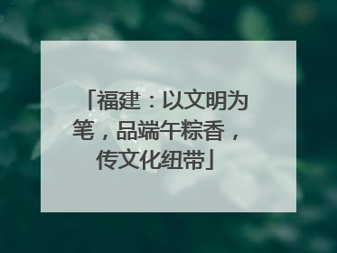 福建：以文明为笔，品端午粽香，传文化纽带