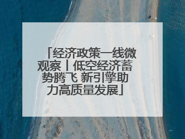 经济政策一线微观察丨低空经济蓄势腾飞 新引擎助力高质量发展