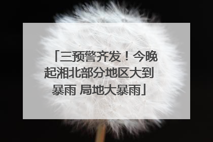三预警齐发！今晚起湘北部分地区大到暴雨 局地大暴雨