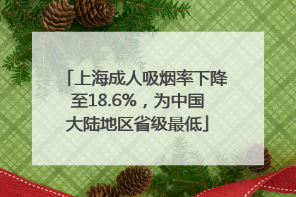 上海成人吸烟率下降至18.6%，为中国大陆地区省级最低