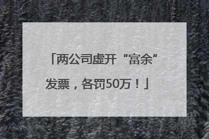 两公司虚开“富余”发票，各罚50万！