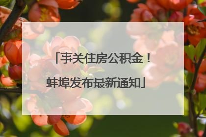 事关住房公积金！蚌埠发布最新通知