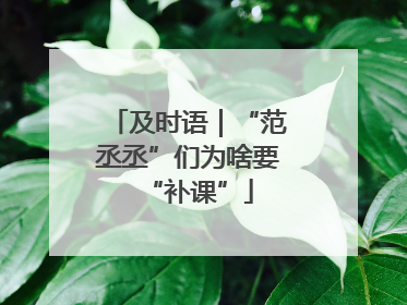 及时语｜“范丞丞”们为啥要“补课”