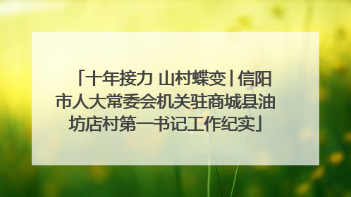 十年接力 山村蝶变│信阳市人大常委会机关驻商城县油坊店村第一书记工作纪实