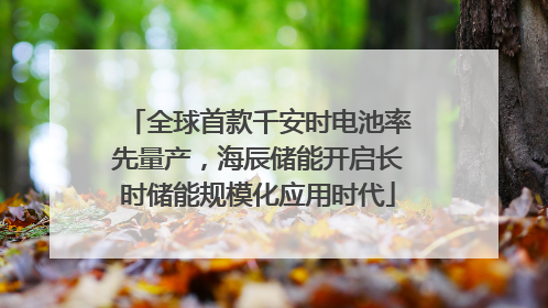 全球首款千安时电池率先量产，海辰储能开启长时储能规模化应用时代