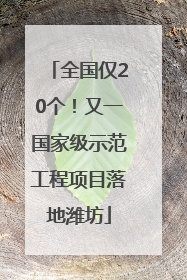 全国仅20个！又一国家级示范工程项目落地潍坊
