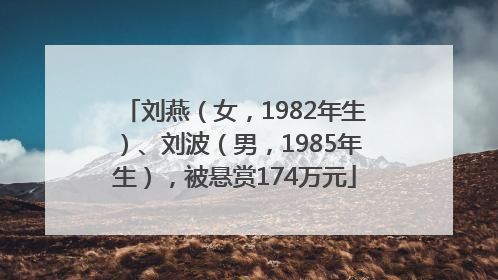 刘燕（女，1982年生）、刘波（男，1985年生），被悬赏174万元