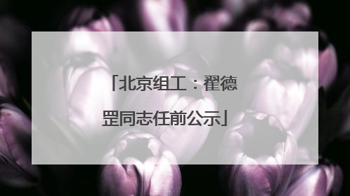 北京组工：翟德罡同志任前公示