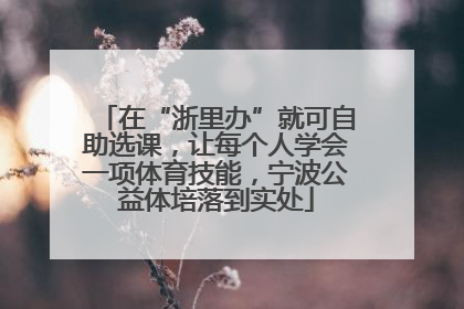在“浙里办”就可自助选课，让每个人学会一项体育技能，宁波公益体培落到实处