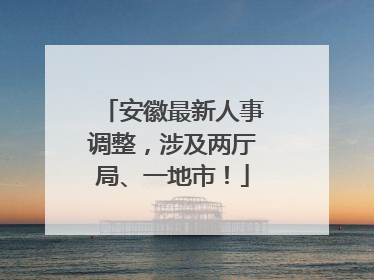 安徽最新人事调整，涉及两厅局、一地市！