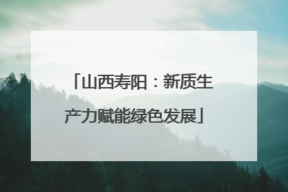 山西寿阳：新质生产力赋能绿色发展