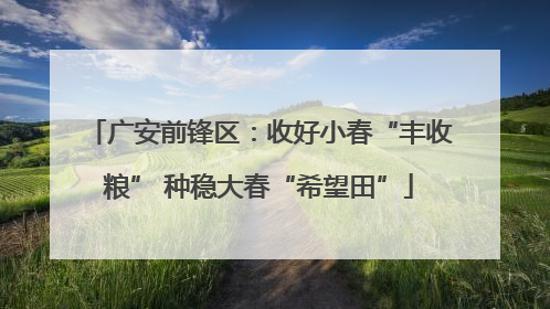 广安前锋区：收好小春“丰收粮” 种稳大春“希望田”