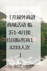 开展外商进商城活动 临沂1-4月接待国际客商13233人次