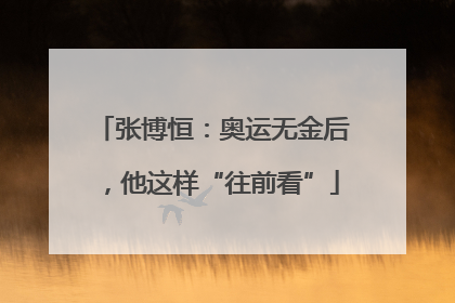 张博恒：奥运无金后，他这样“往前看”