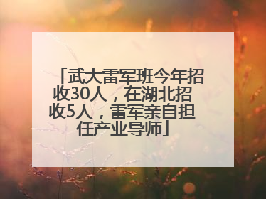 武大雷军班今年招收30人，在湖北招收5人，雷军亲自担任产业导师