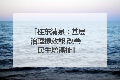 桂东清泉：基层治理提效能 改善民生增福祉