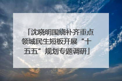 沈晓明围绕补齐重点领域民生短板开展“十五五”规划专题调研
