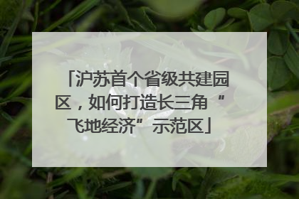 沪苏首个省级共建园区，如何打造长三角“飞地经济”示范区