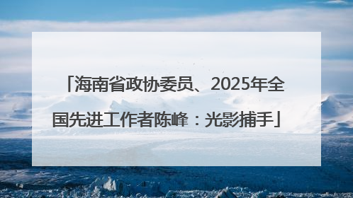 海南省政协委员、2025年全国先进工作者陈峰：光影捕手