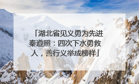 湖北省见义勇为先进秦遵照：四次下水勇救人，善行义举成榜样
