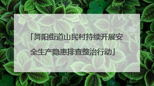 舞阳街道山民村持续开展安全生产隐患排查整治行动
