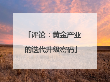 评论：黄金产业的迭代升级密码