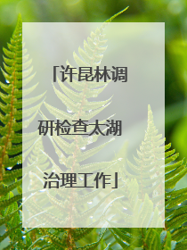 许昆林调研检查太湖治理工作