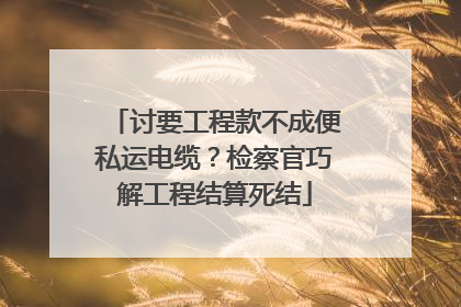 讨要工程款不成便私运电缆？检察官巧解工程结算死结
