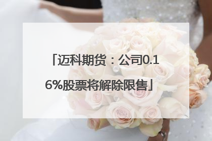 迈科期货：公司0.16%股票将解除限售