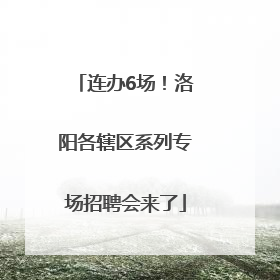 连办6场！洛阳各辖区系列专场招聘会来了