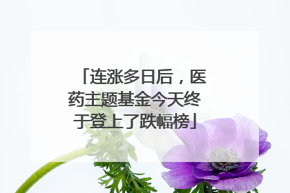 连涨多日后，医药主题基金今天终于登上了跌幅榜