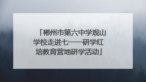 郴州市第六中学观山学校走进七一一研学红培教育营地研学活动