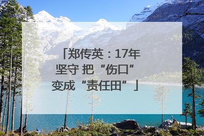 郑传英：17年坚守 把“伤口”变成“责任田”