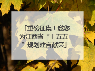 重磅征集！邀您为江西省“十五五”规划建言献策
