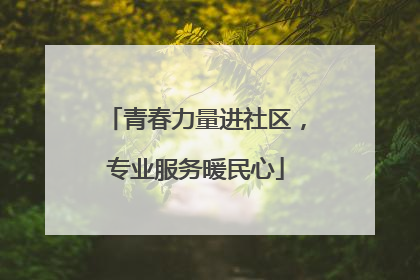 青春力量进社区，专业服务暖民心