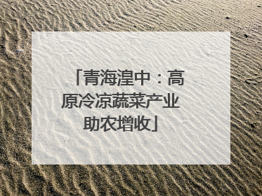 青海湟中：高原冷凉蔬菜产业助农增收
