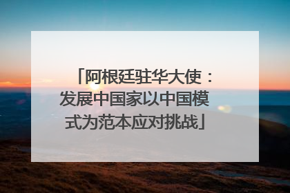 阿根廷驻华大使：发展中国家以中国模式为范本应对挑战