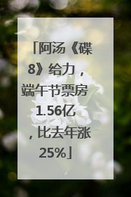 阿汤《碟8》给力，端午节票房1.56亿，比去年涨25%