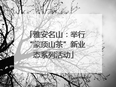 雅安名山：举行“蒙顶山茶”新业态系列活动