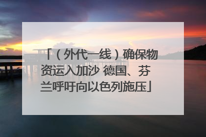 （外代一线）确保物资运入加沙 德国、芬兰呼吁向以色列施压
