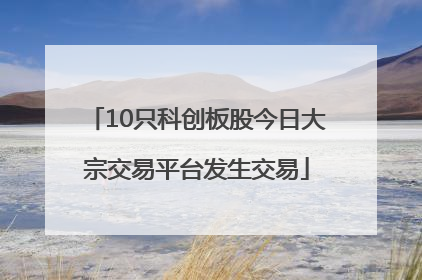 10只科创板股今日大宗交易平台发生交易